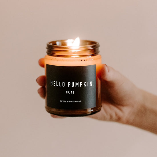Sweet Water Decor Hello Pumpkin Soy Candle - Amber Jar - 9 oz - lily & onyx