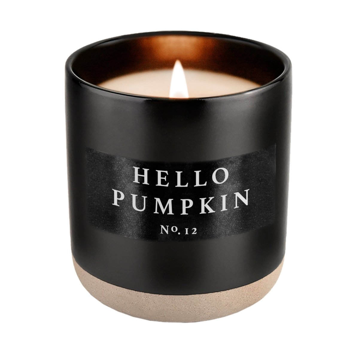 Sweet Water Decor Hello Pumpkin Soy Candle - Black Stoneware Jar - 12 oz - lily & onyx