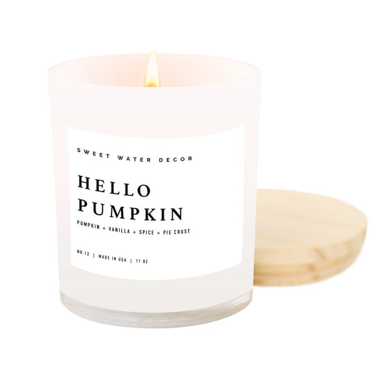 Sweet Water Decor Hello Pumpkin Soy Candle - White Jar - 11 oz - lily & onyx