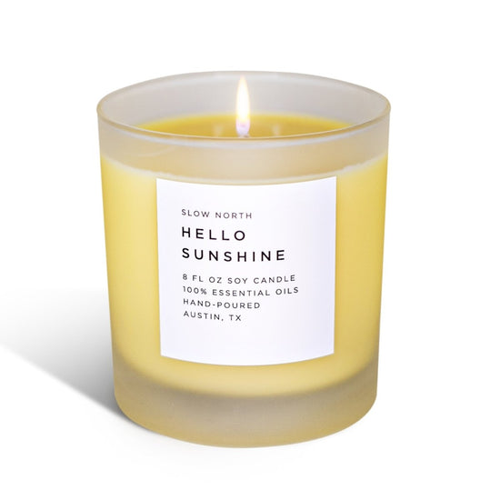Slow North Hello Sunshine | Grapefruit + Geranium + Lime | Frosted Candle, 8 oz - lily & onyx