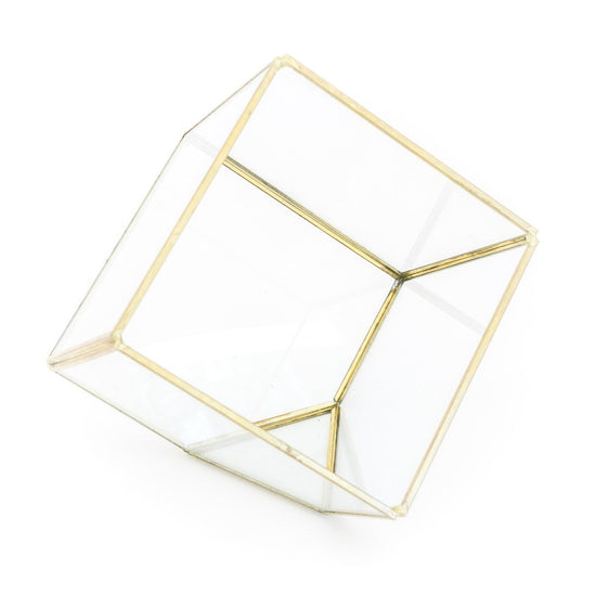 Air Plant Supply Co. Heptahedron Geometric Glass Terrarium with Gold Metallic Finish for Air Plants - lily & onyx