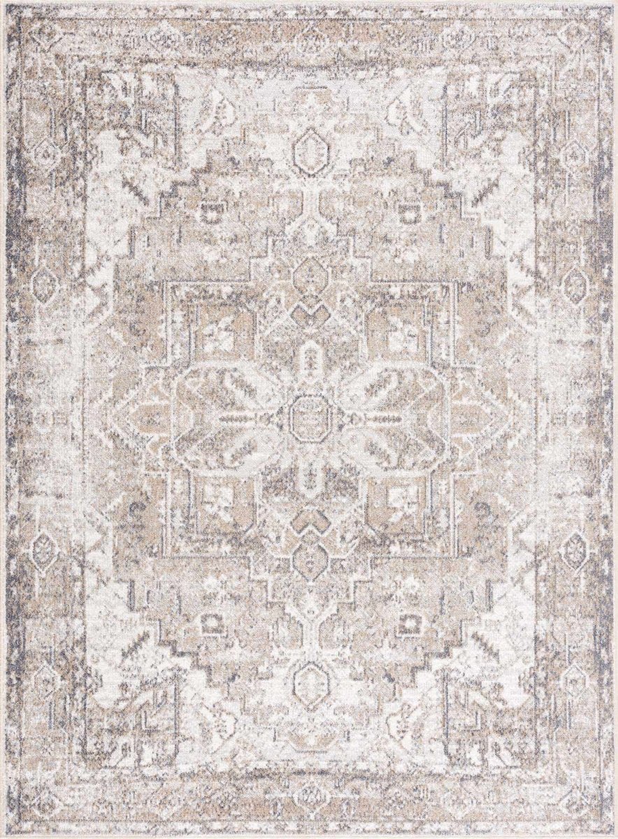 Hauteloom Hera Brown & Cream Washable Area Rug - lily & onyx