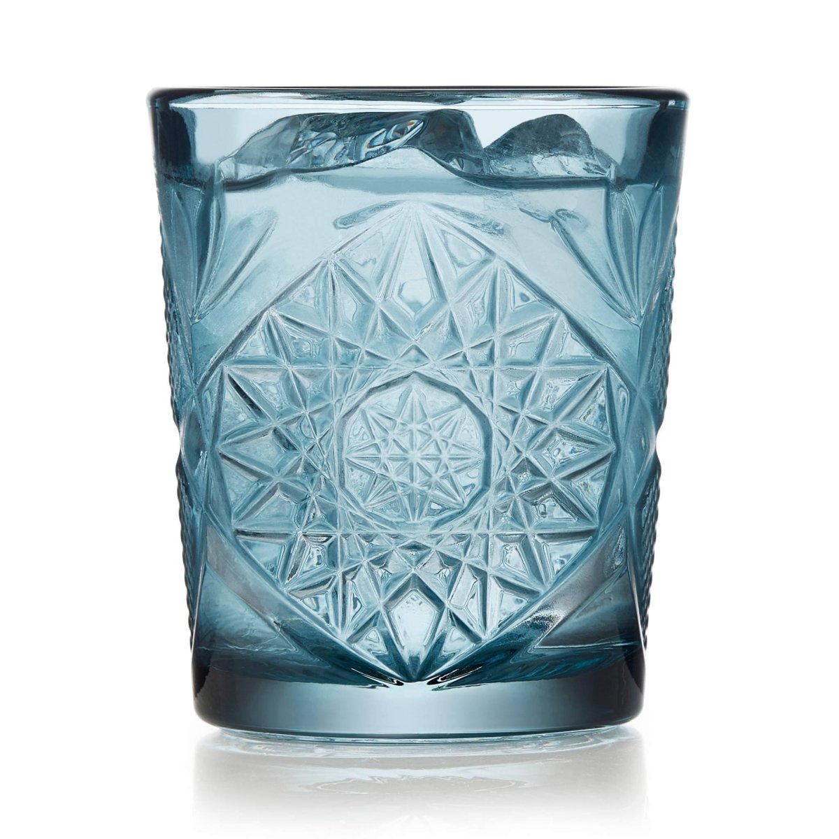 Libbey Hobstar Double Old Fashioned Glasses, 12 oz, Blue - Set of 4 - lily & onyx