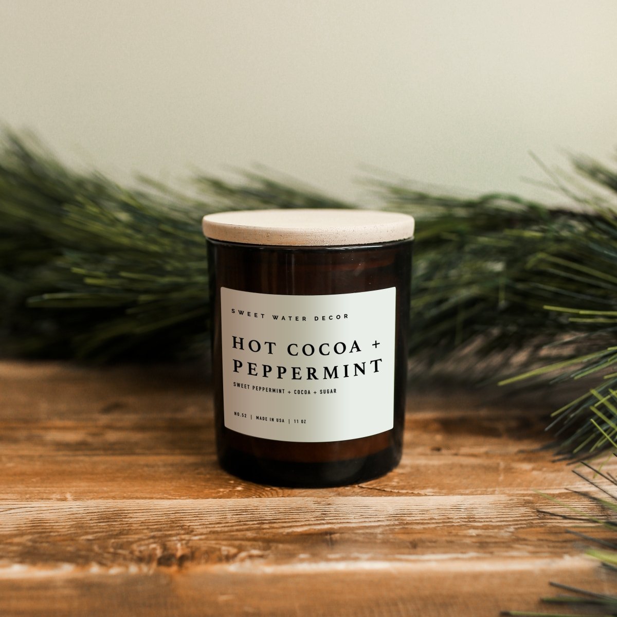 Load image into Gallery viewer, Sweet Water Decor Hot Cocoa and Peppermint Soy Candle - Amber Jar - 11 oz - lily &amp;amp; onyx
