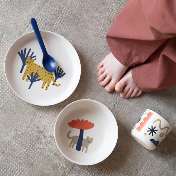 EKOBO Illustrated Bamboo Kid Set - Leopard - lily & onyx