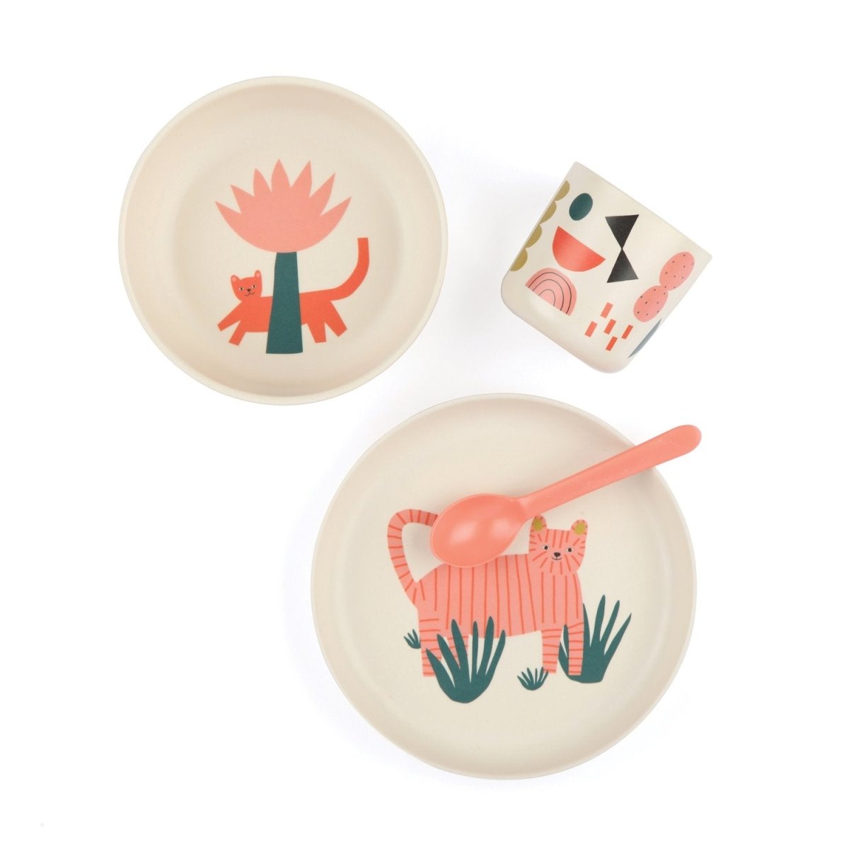 EKOBO Illustrated Bamboo Kid Set - Tiger - lily & onyx