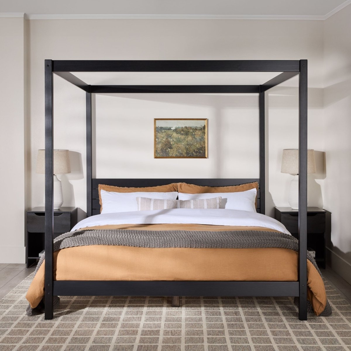 Walker Edison Isla Solid Wood Canopy Bedframe Collection - lily & onyx