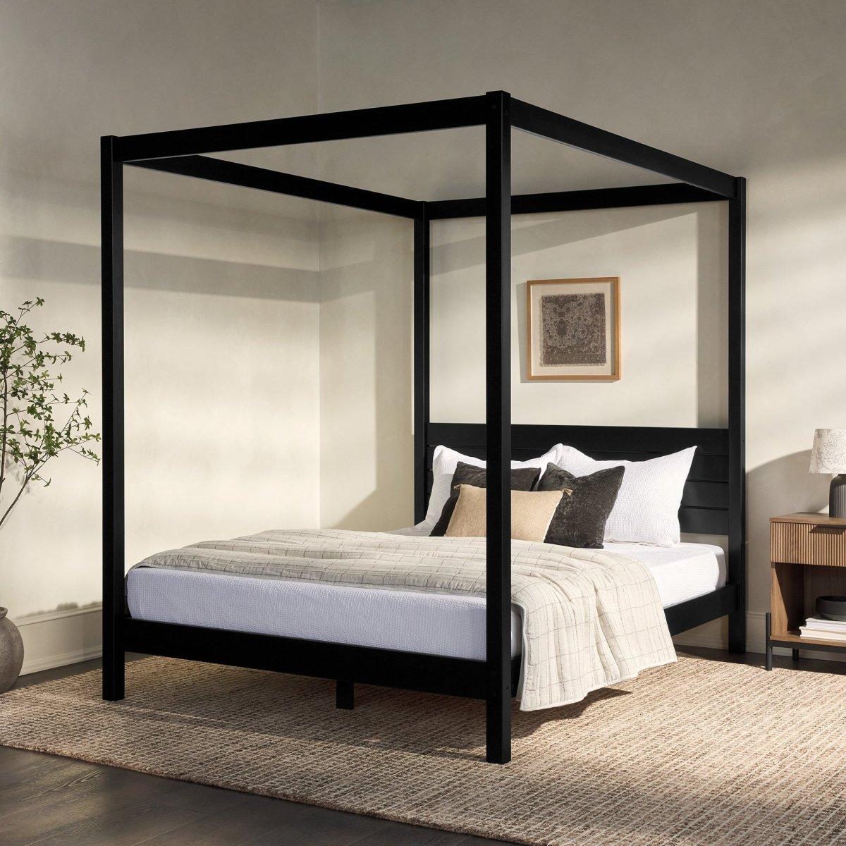 Walker Edison Isla Solid Wood Canopy Bedframe Collection - lily & onyx