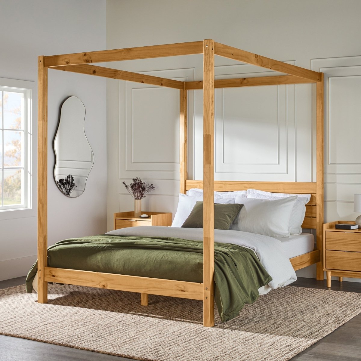 Walker Edison Isla Solid Wood Canopy Bedframe Collection - lily & onyx