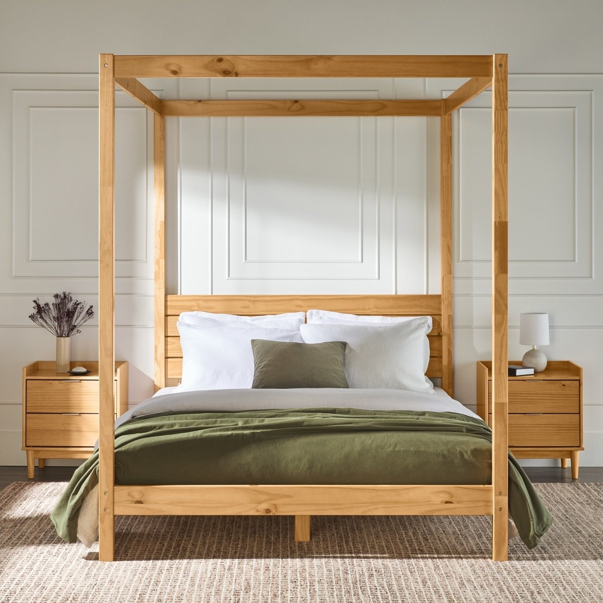 Walker Edison Isla Solid Wood Canopy Bedframe Collection - lily & onyx