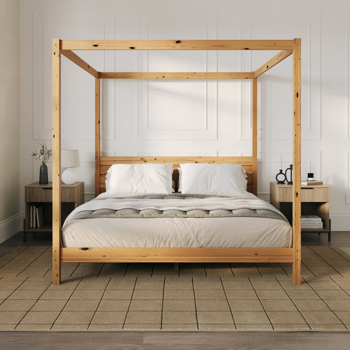 Walker Edison Isla Solid Wood Canopy Bedframe Collection - lily & onyx