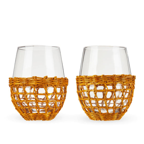 Twine Living Island Stemless Wine Glass, Set of 2 - lily & onyx