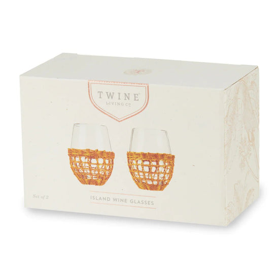Twine Living Island Stemless Wine Glass, Set of 2 - lily & onyx