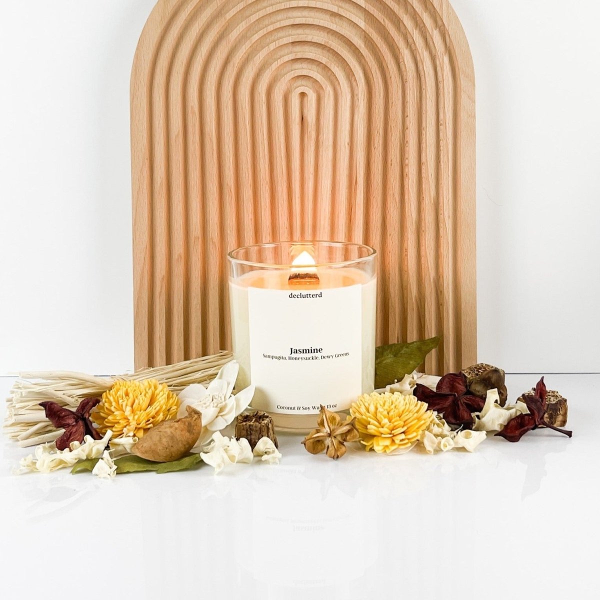 declutterd Jasmine Wood Wick Candle - lily & onyx
