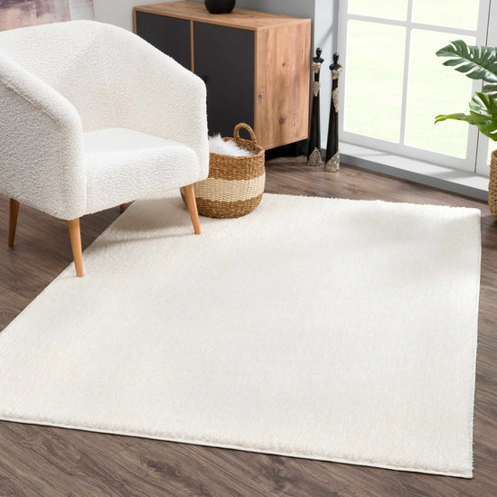 Hauteloom Judy Solid White Washable Rug - lily & onyx