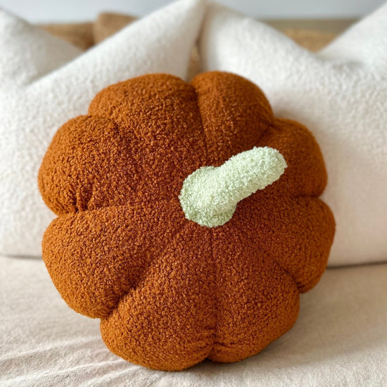 Busa Designs Jumbo Sherpa Orange Pumpkin Pillow - lily & onyx