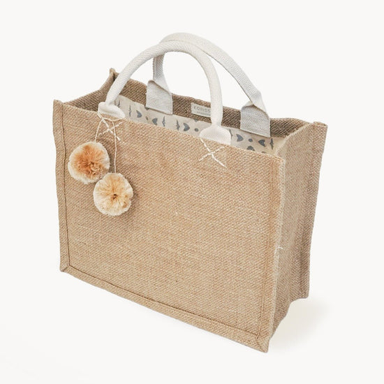 KORISSA Jute Canvas Gift Bag With Pompom - lily & onyx