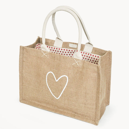 KORISSA Jute Canvas Shopping Bag - Love - lily & onyx