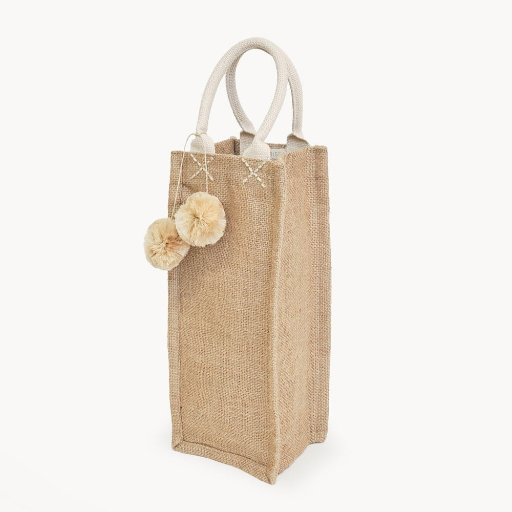 KORISSA Jute Canvas Wine Bag - lily & onyx