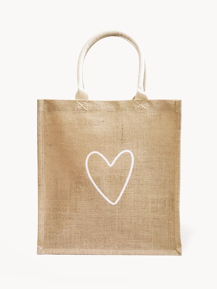 KORISSA Jute Fabric Market Bag - Love - lily & onyx