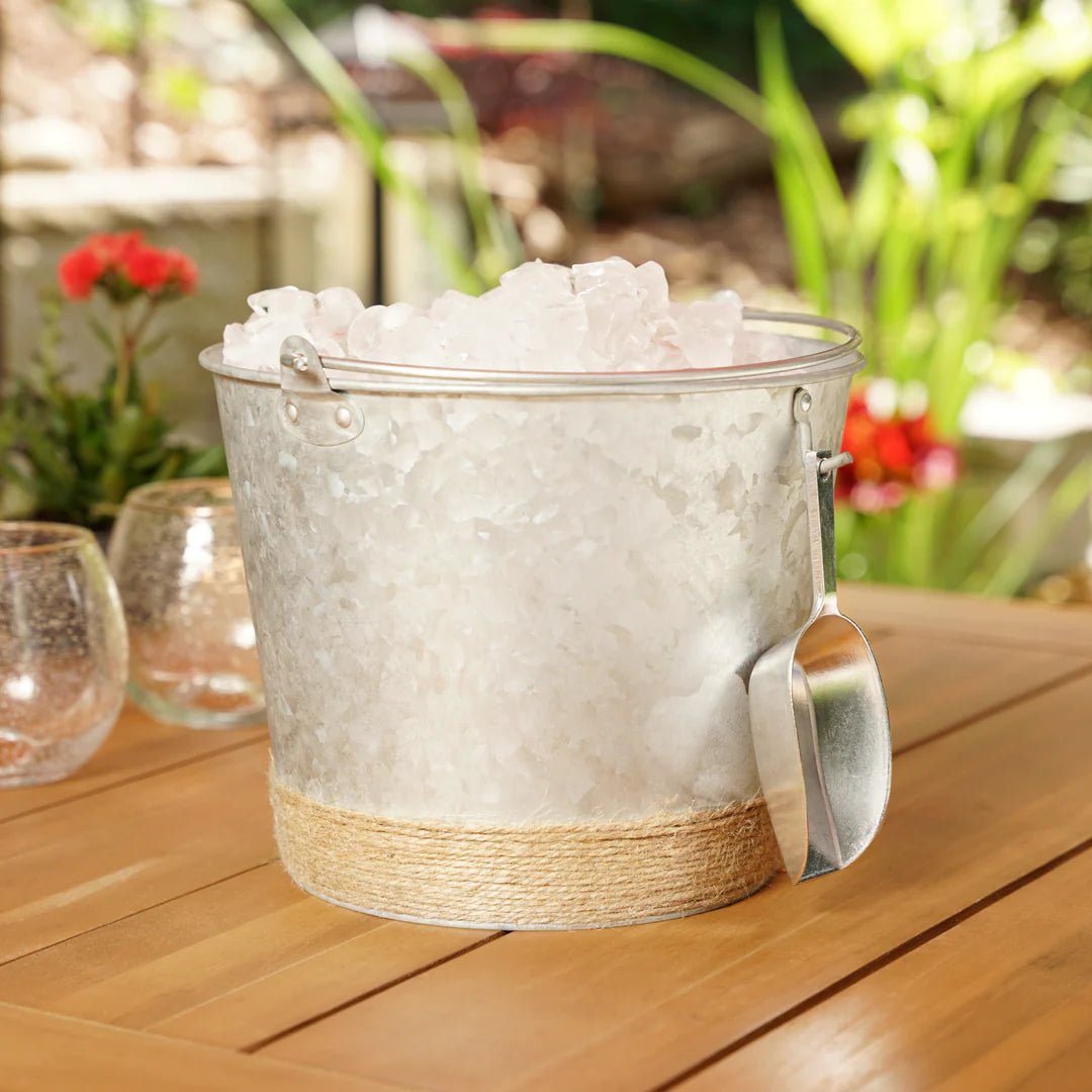 Twine Living Jute-Wrapped Galvanized Ice Bucket - lily & onyx