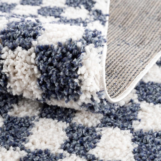 Load image into Gallery viewer, Hauteloom Kieu Blue &amp;amp; White Checkered Area Rug - lily &amp;amp; onyx

