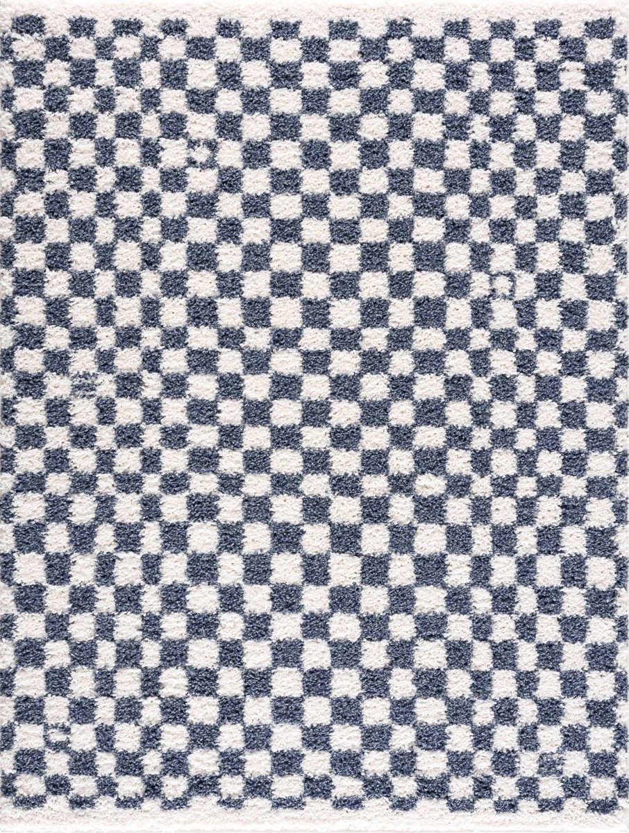 Hauteloom Kieu Blue & White Checkered Area Rug - lily & onyx