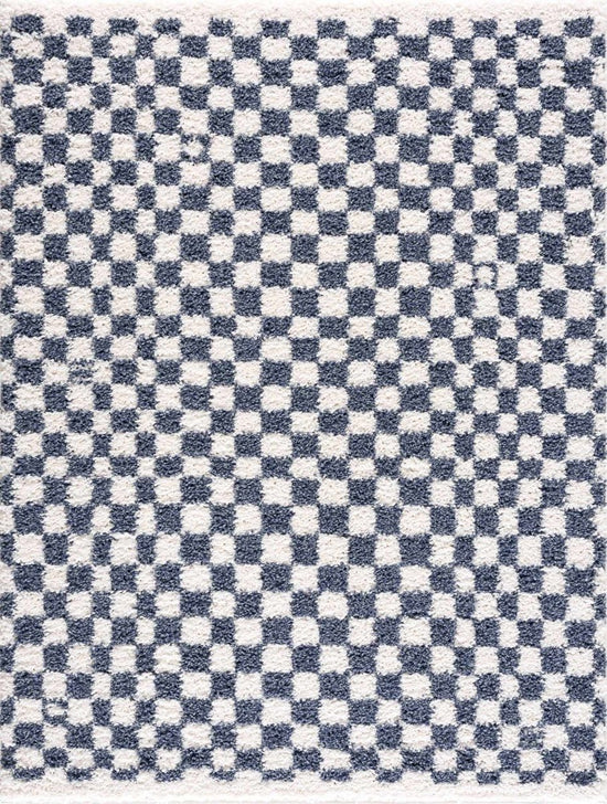 Hauteloom Kieu Blue & White Checkered Area Rug - lily & onyx