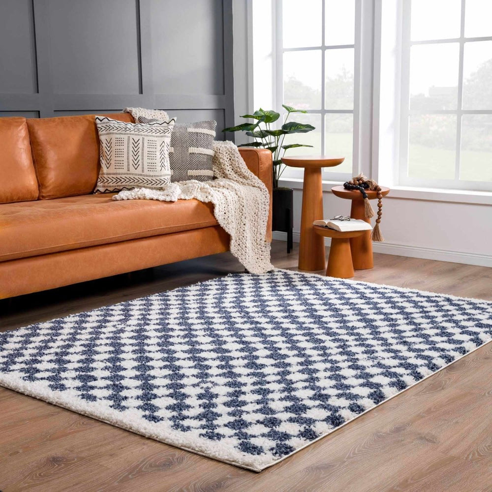 
                      
                        Hauteloom Kieu Blue & White Checkered Area Rug - lily & onyx
                      
                    