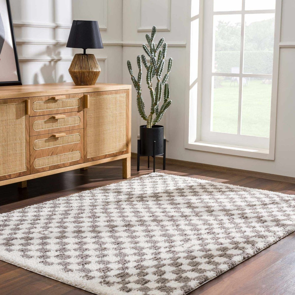 
                      
                        Hauteloom Kieu Taupe Checkered Area Rug - lily & onyx
                      
                    