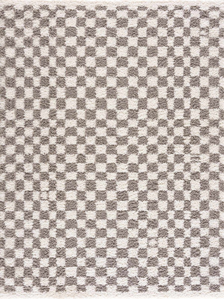 Hauteloom Kieu Taupe Checkered Area Rug - lily & onyx