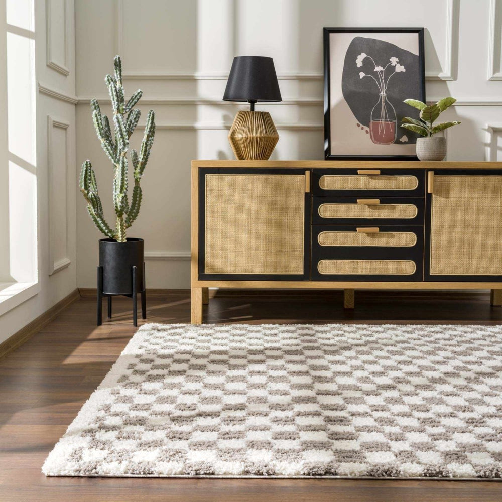 
                      
                        Hauteloom Kieu Taupe Checkered Area Rug - lily & onyx
                      
                    