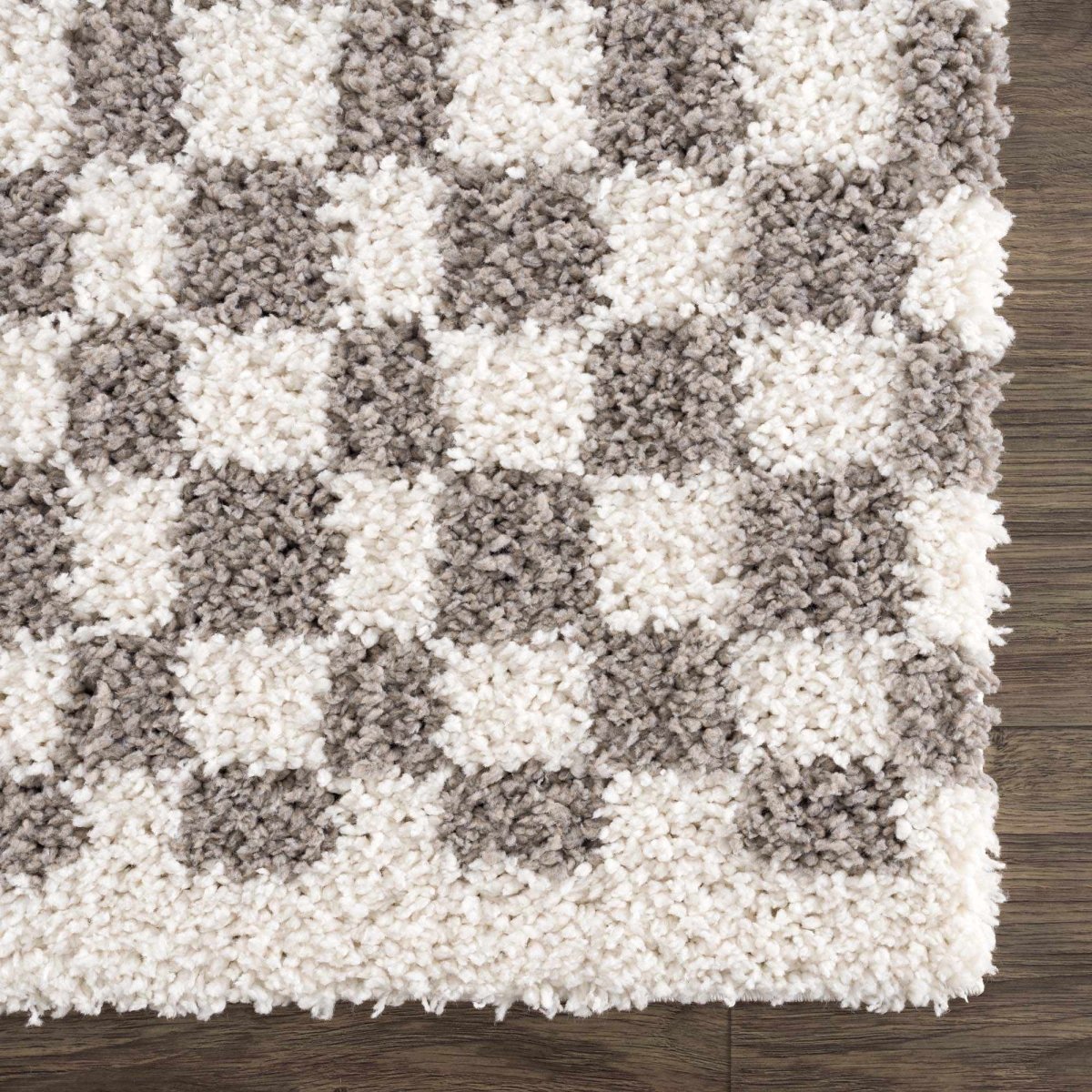 Load image into Gallery viewer, Hauteloom Kieu Taupe Checkered Area Rug - lily &amp;amp; onyx
