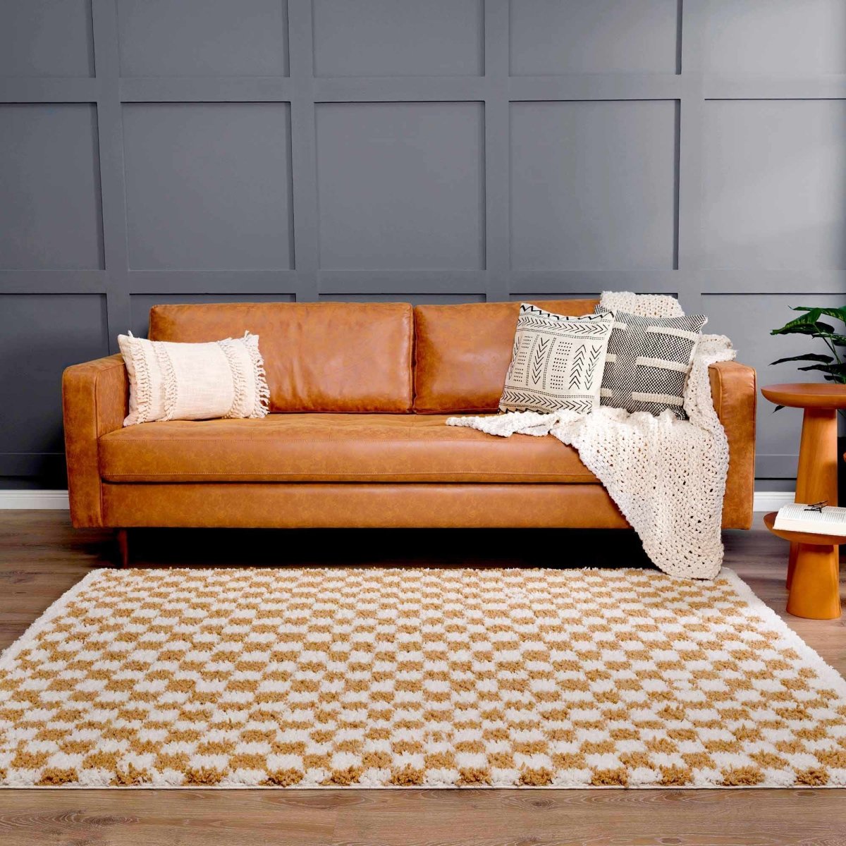 Hauteloom Kieu Yellow & White Checkered Area Rug - lily & onyx