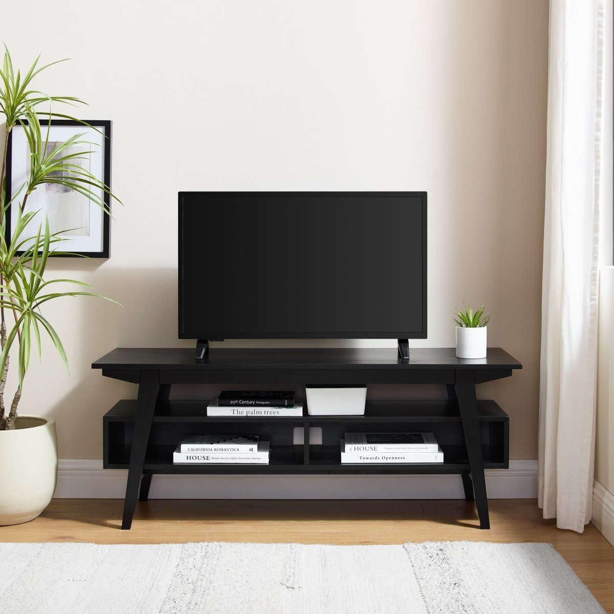 Walker Edison Kochi Minimalist Solid Wood TV Stand - lily & onyx