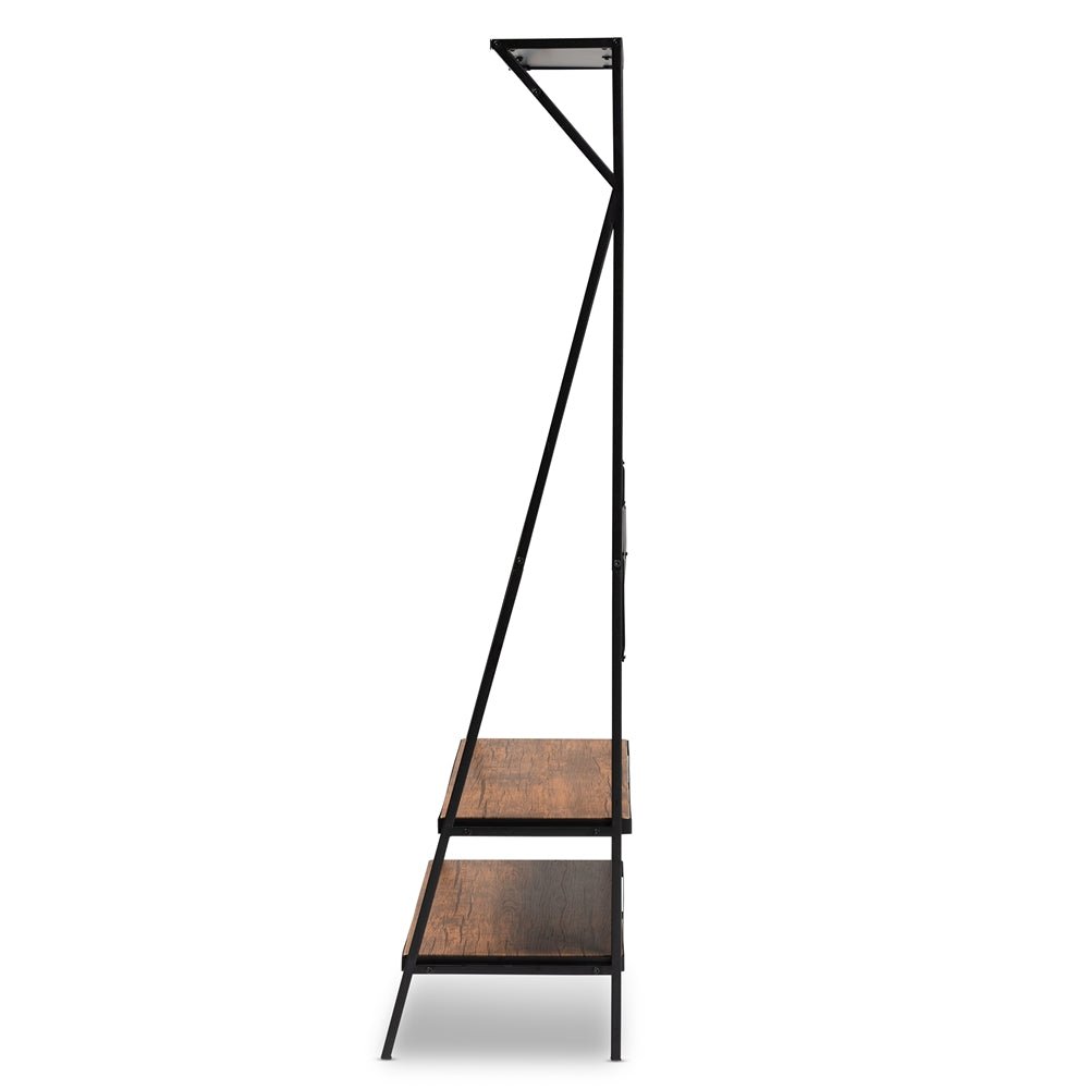 Baxton Studio Laima Vintage Rustic Industrial Distressed Wood and Black Metal Finished Entryway Coat Hanger - lily & onyx