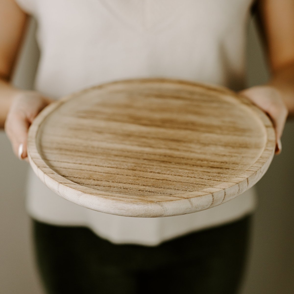 Load image into Gallery viewer, Sweet Water Decor Large Rustic Round Wood Tray - lily &amp;amp; onyx
