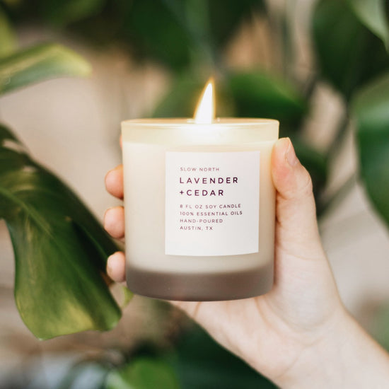 Slow North Lavender + Cedar Frosted Candle, 8 oz - lily & onyx