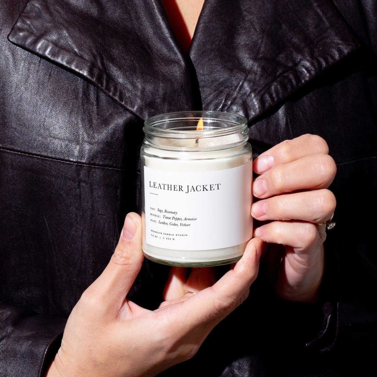 Load image into Gallery viewer, Brooklyn Candle Studio Leather Jacket Minimalist Candle - lily &amp;amp; onyx

