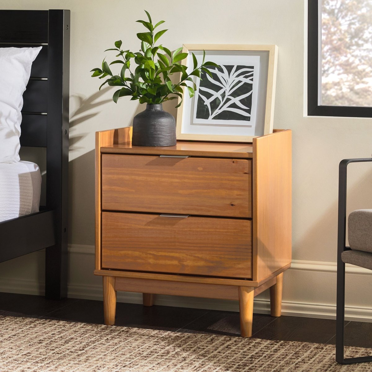 Walker Edison Lee Mid-Century Modern Wood Nightstand - lily & onyx