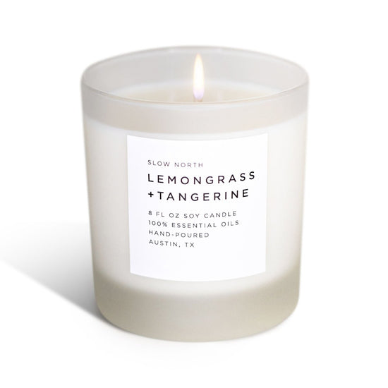 Slow North Lemongrass + Tangerine Frosted Candle, 8 oz - lily & onyx