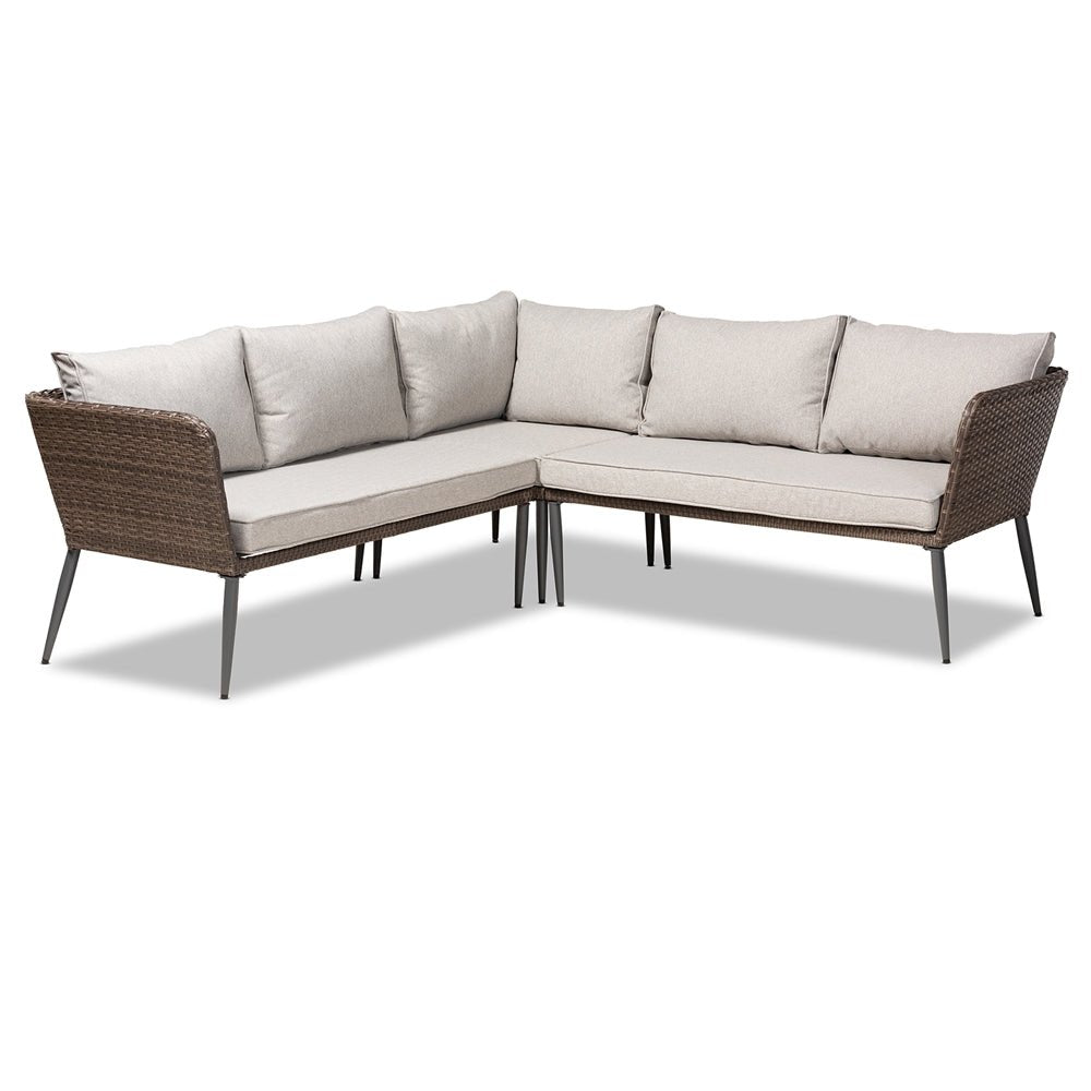 
                      
                        Baxton Studio Lillian Light Gray And Brown Finished 5 Piece Woven Rattan Outdoor Patio Set - lily & onyx
                      
                    
