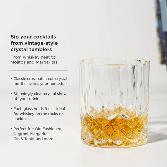 True Whiskey Glass & Ice Sphere Set, 2 Whiskey Tumblers, 1 Ice Sphere Mold,  Bourbon Glass Set