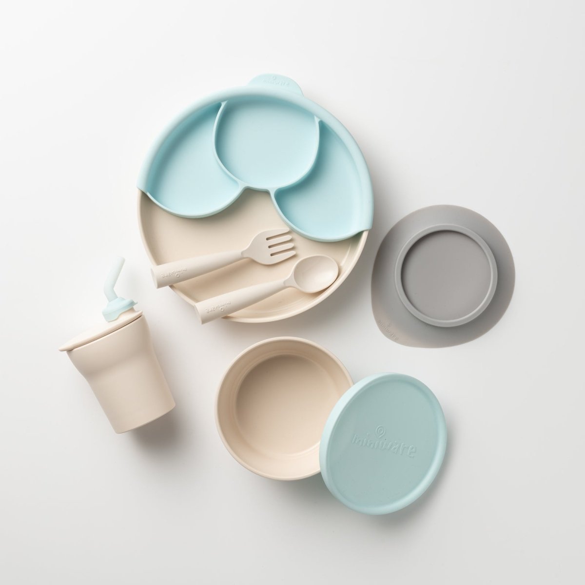 Miniware Little Foodie Deluxe - Vanilla + Aqua - lily & onyx