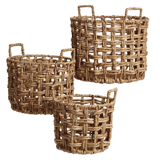 texxture Lucia Water Hyacinth Basket, Set of 3 - lily & onyx