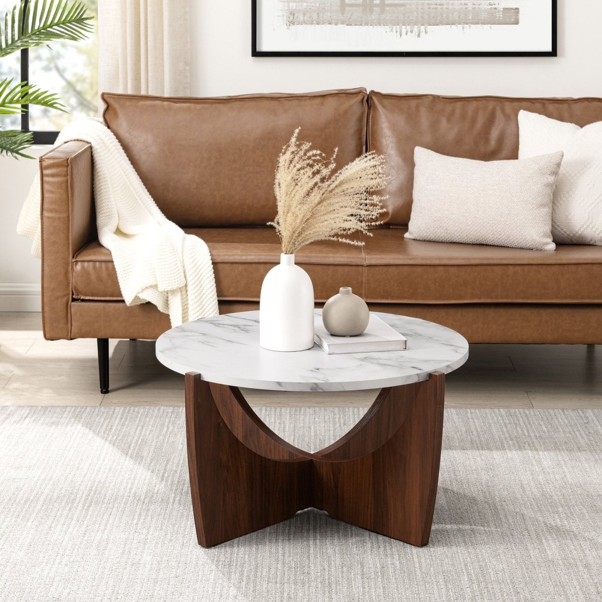 Walker Edison Luna Round Coffee Table - lily & onyx