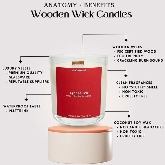 declutterd Lychee Tea Wood Wick Candle - lily & onyx