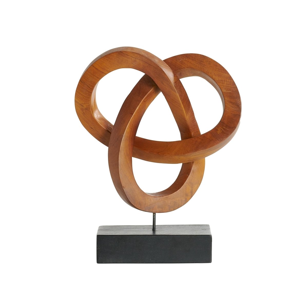 Mabini™ Abstract Teak Wood Sculpture in brown against white background