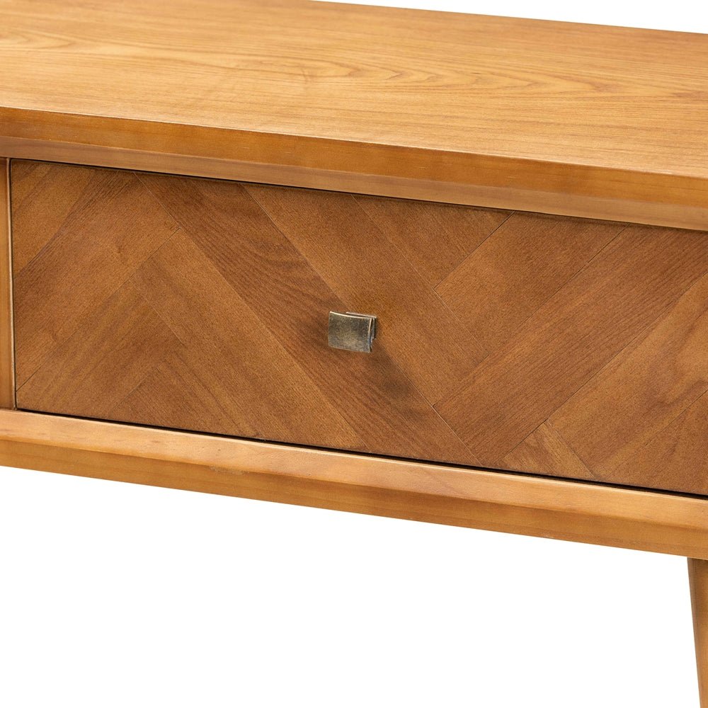 
                      
                        Baxton Studio Mae Mid Century Modern Natural Brown Finished Wood 2 Drawer Console Table - lily & onyx
                      
                    