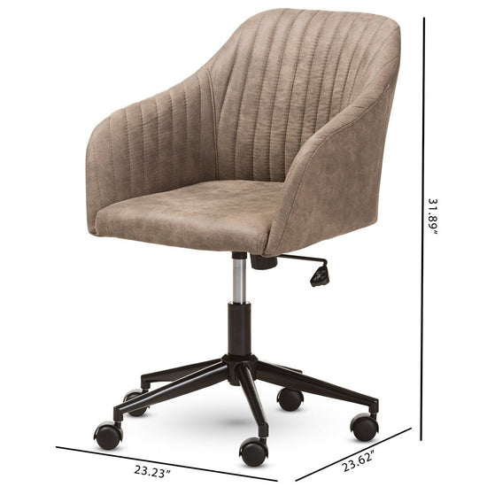 Baxton Studio Maida Mid Century Modern Light Brown Fabric Upholstered Office Chair - lily & onyx